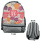Mums Flower Large Backpack - Gray - Front & Back View