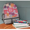 Mums Flower Large Backpack - Gray - On Desk