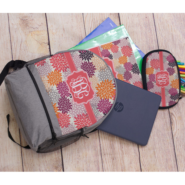 Mums Flower Large Backpack - Gray - With Stuff