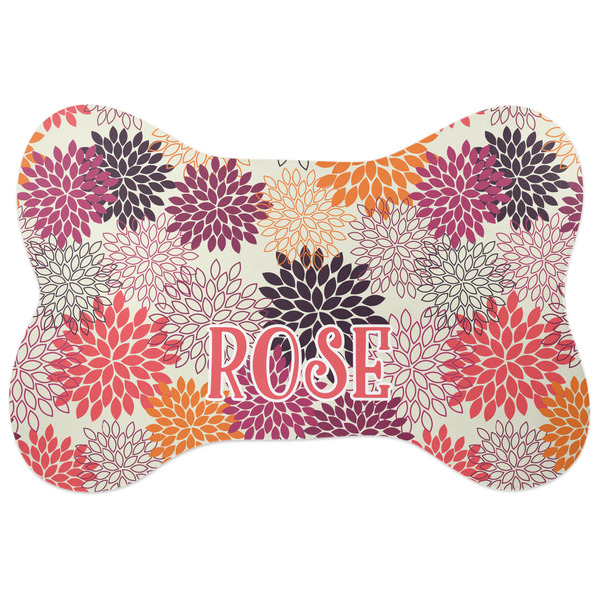 Custom Mums Flower Bone Shaped Dog Food Mat (Personalized)