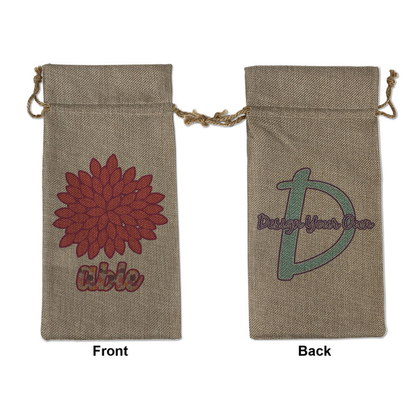Custom Mums Flower Large Burlap Gift Bag - Front & Back (Personalized)