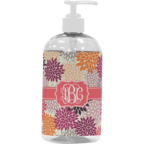 Custom Mums Flower Plastic Soap / Lotion Dispenser (16 oz - Large - White) (Personalized)