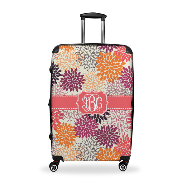 Custom Mums Flower Suitcase - 28" Large - Checked w/ Monogram