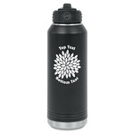 Mums Flower Water Bottle - Laser Engraved - Front (Personalized)