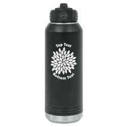 Mums Flower Water Bottle - Laser Engraved - Front (Personalized)
