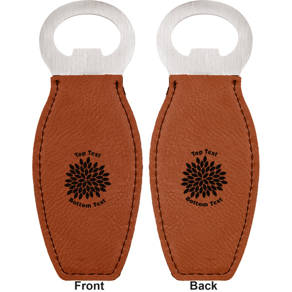 Mums Flower Leather Bar Bottle Opener - Front and Back