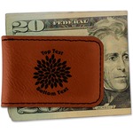 Mums Flower Leatherette Magnetic Money Clip - Double Sided (Personalized)