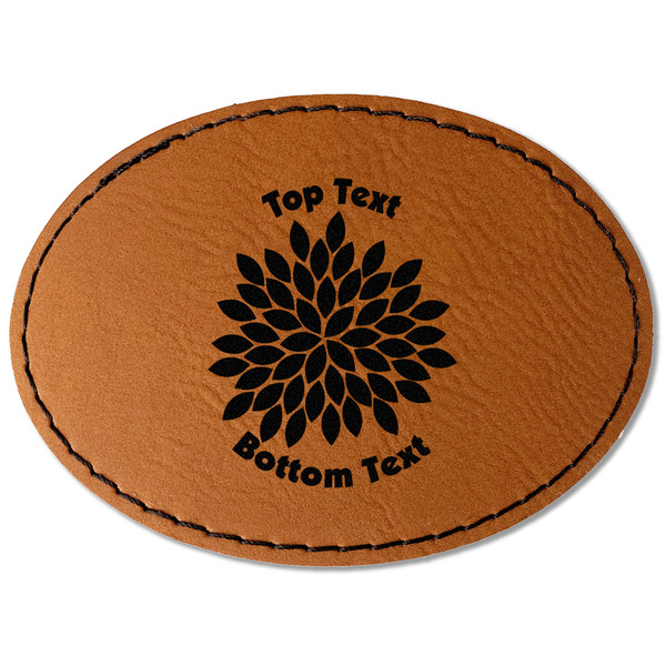Custom Mums Flower Faux Leather Iron On Patch - Oval (Personalized)