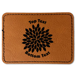 Mums Flower Faux Leather Iron On Patch - Rectangle (Personalized)