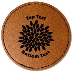 Mums Flower Faux Leather Iron On Patch - Round (Personalized)