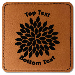Mums Flower Faux Leather Iron On Patch - Square (Personalized)