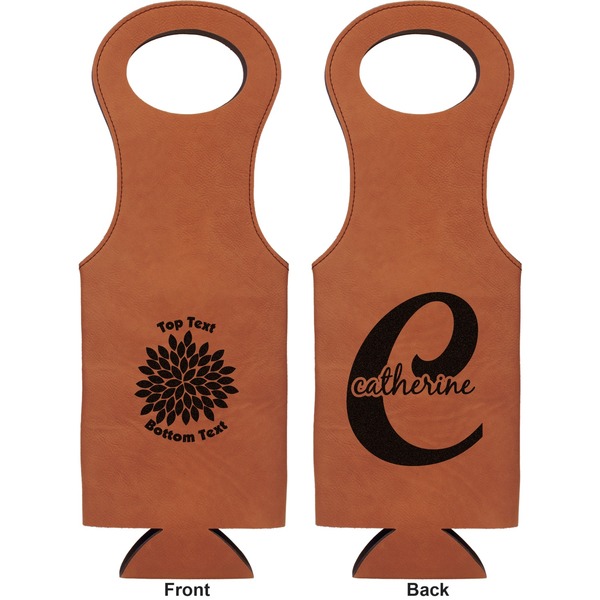 Mums Flower Leatherette Wine Tote Double Sided - Front and Back