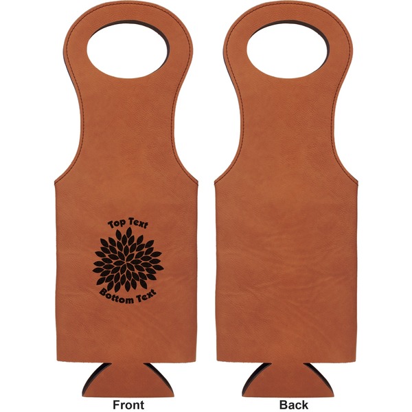 Mums Flower Leatherette Wine Tote Single Sided - Front and Back