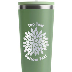 Mums Flower RTIC Everyday Tumbler with Straw - 28oz - Light Green - Single-Sided (Personalized)