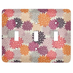 Mums Flower Light Switch Cover (3 Toggle Plate)