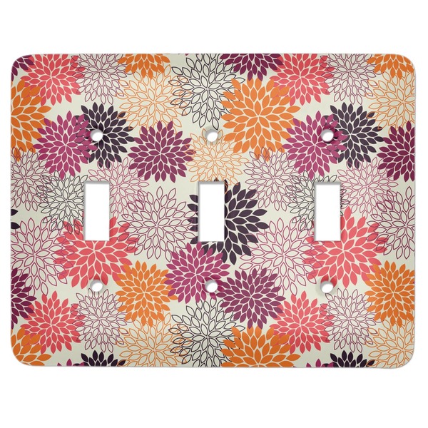 Custom Mums Flower Light Switch Cover (3 Toggle Plate)
