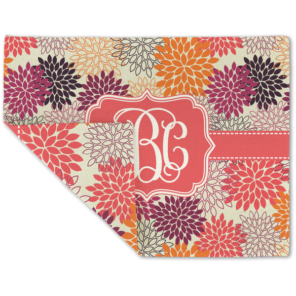 Custom Mums Flower Double-Sided Linen Placemat - Single w/ Monogram