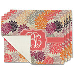 Mums Flower Single-Sided Linen Placemat - Set of 4 w/ Monogram