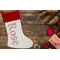 Mums Flower Linen Stocking w/Red Cuff - Flat Lay (LIFESTYLE)