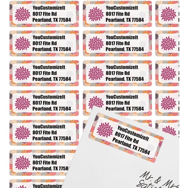 Mums Flower Mailing Label on Envelope - Multiple Labels