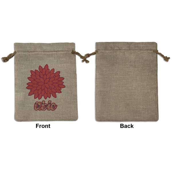 Mums Flower Medium Burlap Gift Bag - Front Approval