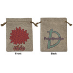 Mums Flower Medium Burlap Gift Bag - Front & Back (Personalized)