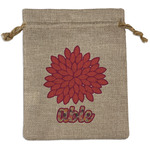 Mums Flower Medium Burlap Gift Bag - Front (Personalized)
