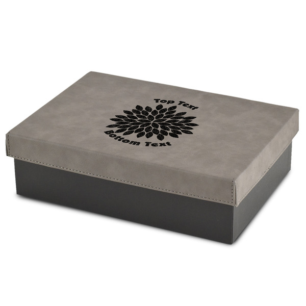 Custom Mums Flower Medium Gift Box w/ Engraved Leather Lid (Personalized)