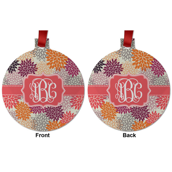 Mums Flower Metal Ball Ornament - Front and Back