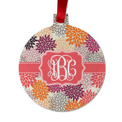 Mums Flower Metal Ball Ornament - Double Sided w/ Monogram