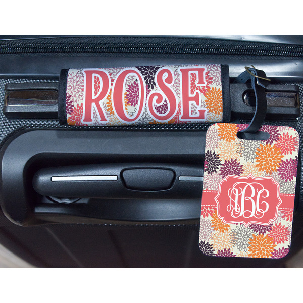 Mums Flower Metal Luggage Tag & Handle Wrap - In Context