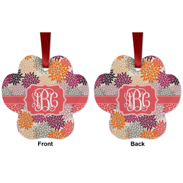 Mums Flower Metal Paw Ornament - Front and Back