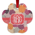 Mums Flower Metal Paw Ornament - Double Sided w/ Monogram