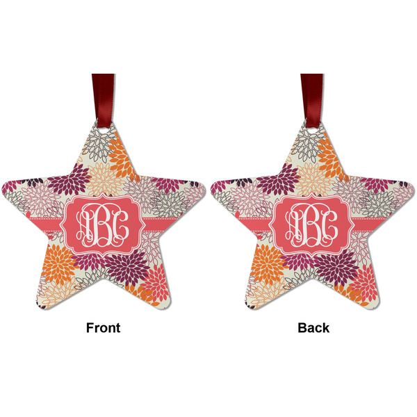 Mums Flower Metal Star Ornament - Front and Back