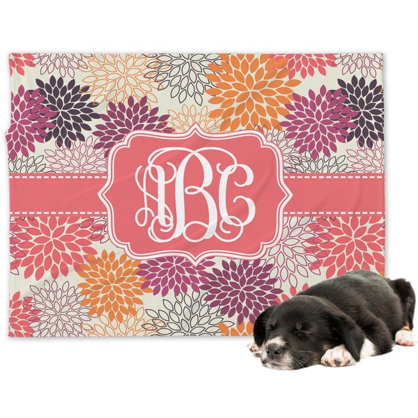 Custom Mums Flower Dog Blanket - Large (Personalized)