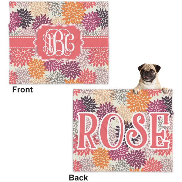 Mums Flower Microfleece Dog Blanket - Large- Front & Back