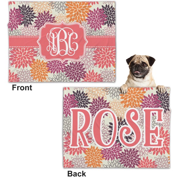 Mums Flower Microfleece Dog Blanket - Regular - Front & Back