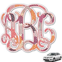 Mums Flower Monogram Car Decal (Personalized)