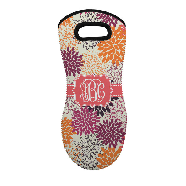 Custom Mums Flower Neoprene Oven Mitt - Single w/ Monogram