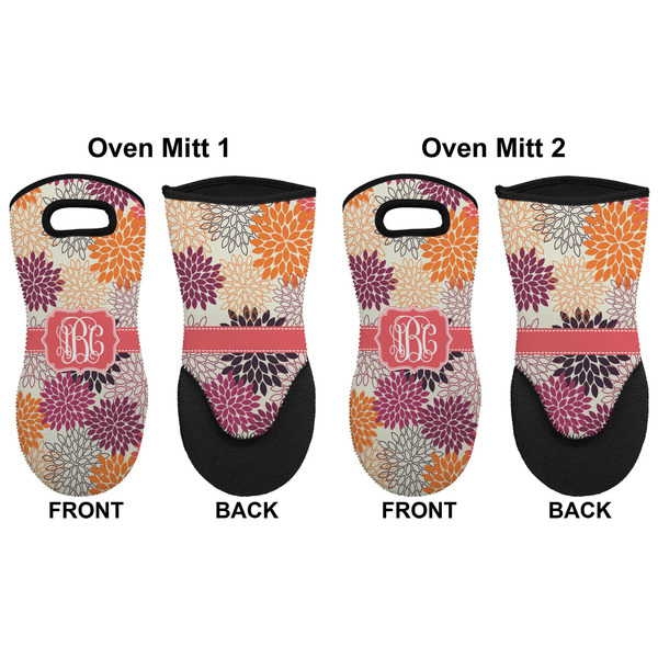 Mums Flower Neoprene Oven Mitt - Set of 2 - Approval
