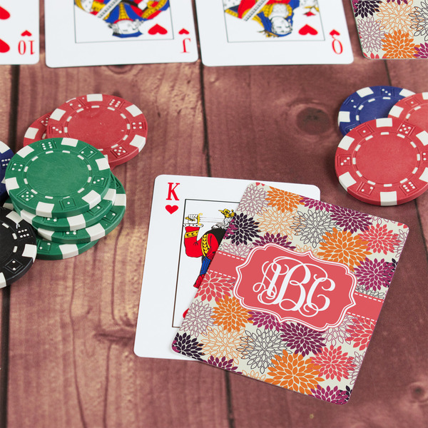 Mums Flower On Table with Poker Chips