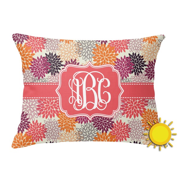 Custom Mums Flower Outdoor Throw Pillow (Rectangular) (Personalized)