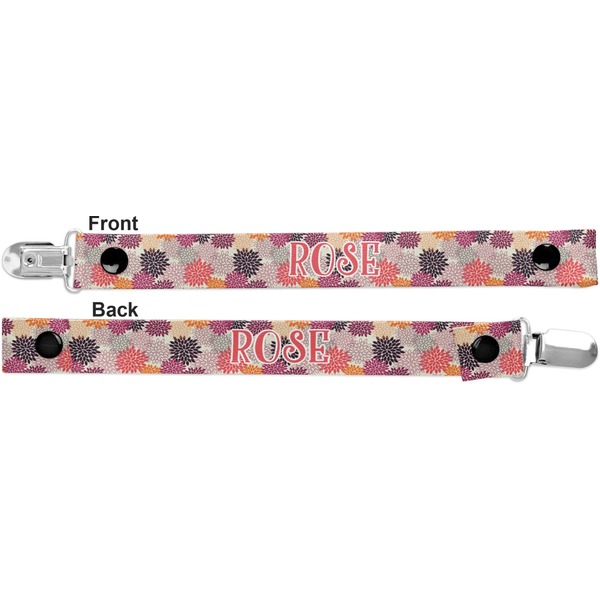 Mums Flower Pacifier Clip - Front and Back