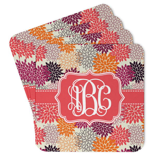 Custom Mums Flower Paper Coasters w/ Monograms