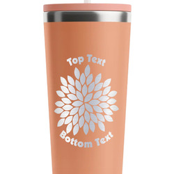 Mums Flower RTIC Everyday Tumbler with Straw - 28oz - Peach - Double-Sided (Personalized)