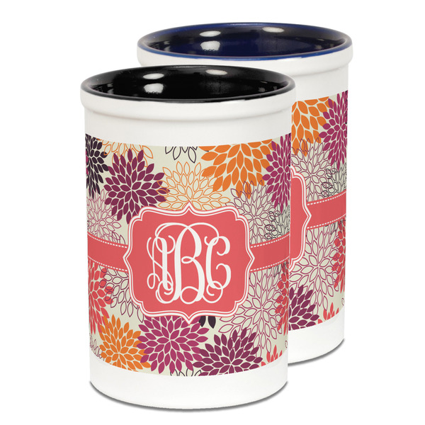 Custom Mums Flower Ceramic Pencil Holder - Large
