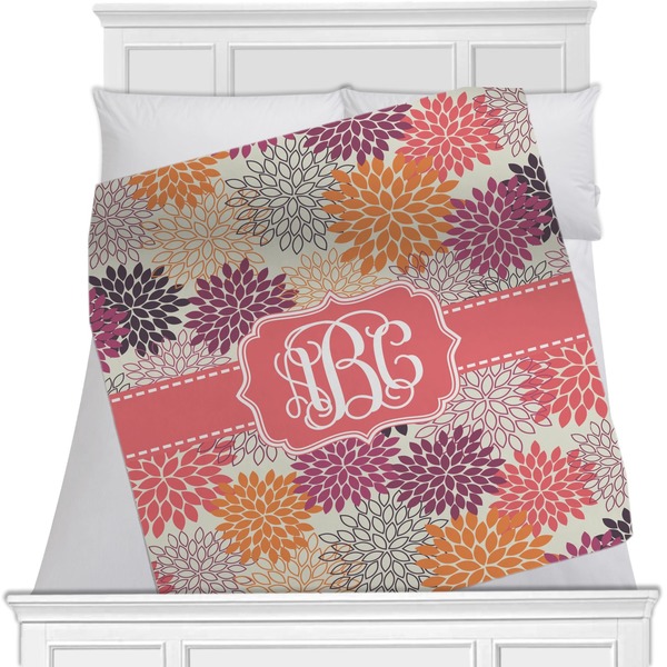 Custom Mums Flower Minky Blanket - Toddler / Throw - 60"x50" - Double Sided (Personalized)