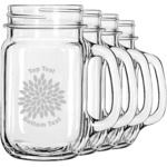 Mums Flower Mason Jar Mugs (Set of 4) (Personalized)