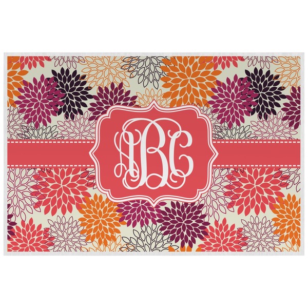 Custom Mums Flower Laminated Placemat w/ Monogram