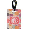 Mums Flower Plastic Luggage Tag - Rectangular w/ Monogram